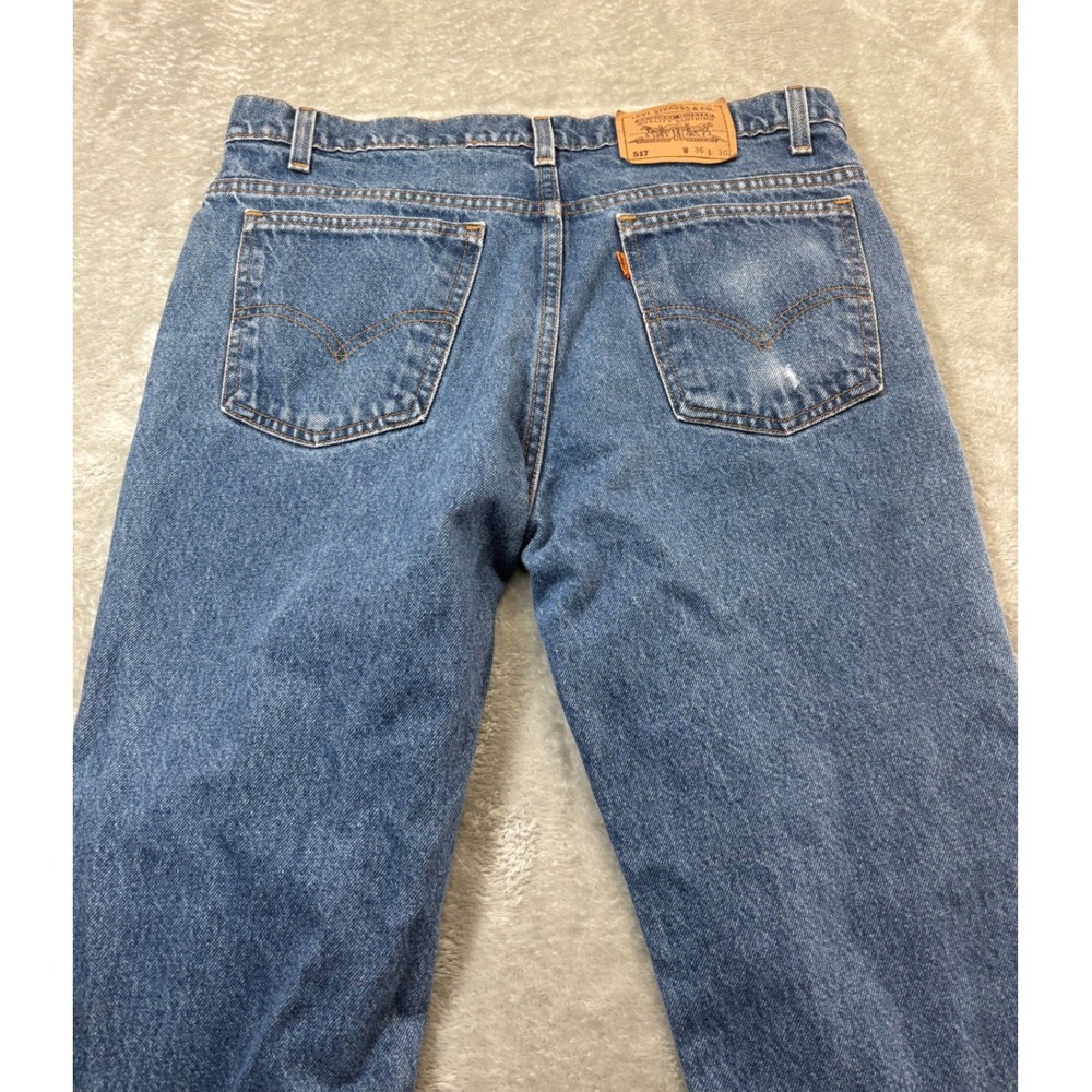 Vintage 90s Levis 517 Orange Tab Bootcut Jeans Made USA Men W36 L30 - Picture 7 of 10